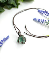 Load image into Gallery viewer, Macrame Fluorite Octahedron Necklace
