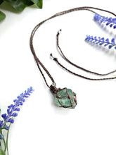 Load image into Gallery viewer, Macrame Fluorite Octahedron Necklace
