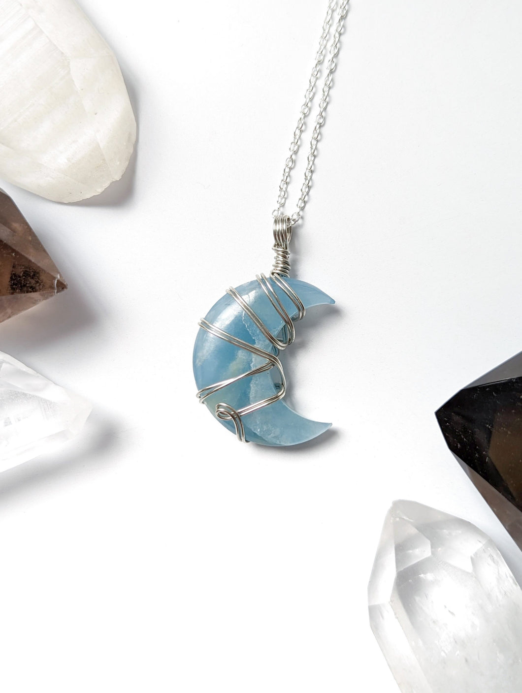 Blue Calcite Moon Necklace