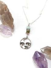 Load image into Gallery viewer, Watermelon Tourmaline Moon Mushroom Necklace
