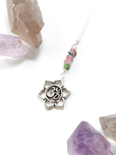 Load image into Gallery viewer, Watermelon Tourmaline Flower Om Necklace
