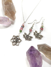 Load image into Gallery viewer, Watermelon Tourmaline Lotus Earrings
