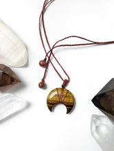 Load image into Gallery viewer, Tiger&#39;s Eye Moon Macrame Necklace
