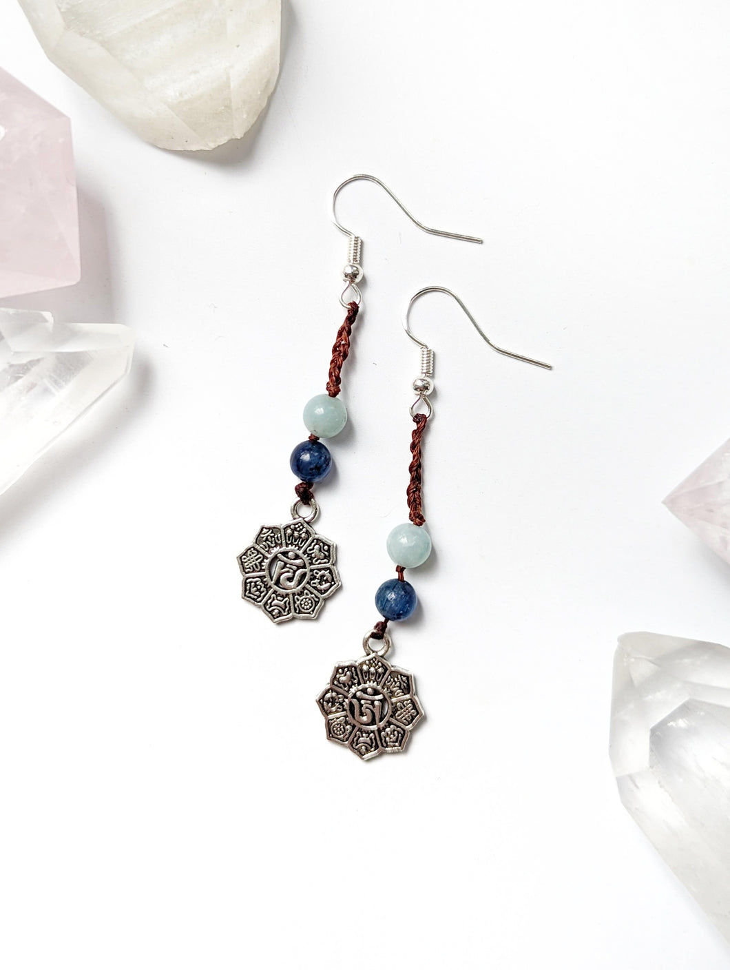 Macrame Crystal Flower Earrings