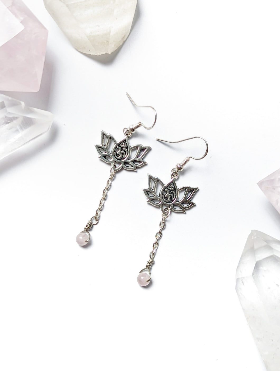 Lotus Crystal Drop Earrings