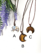 Load image into Gallery viewer, Macrame Crystal Moon Necklaces
