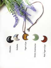 Load image into Gallery viewer, Macrame Crystal Moon Necklaces
