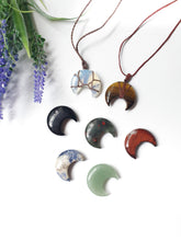 Load image into Gallery viewer, Macrame Crystal Moon Necklaces
