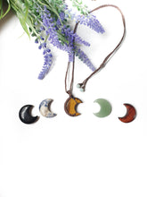 Load image into Gallery viewer, Macrame Crystal Moon Necklaces
