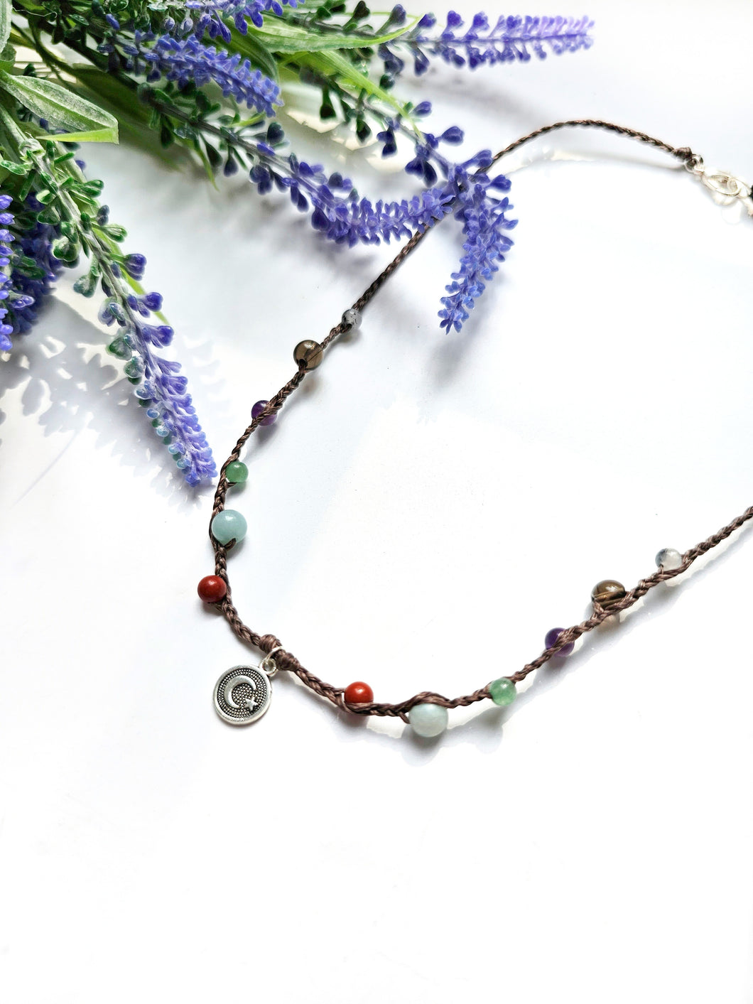 Earthy Tones Macrame Crystal Choker