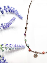 Load image into Gallery viewer, Earthy Tones Macrame Crystal Necklace Set
