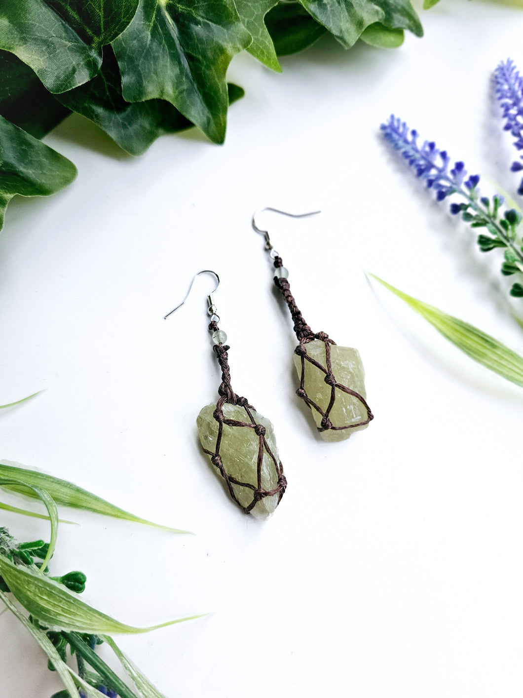 Macrame Hiddenite Earrings