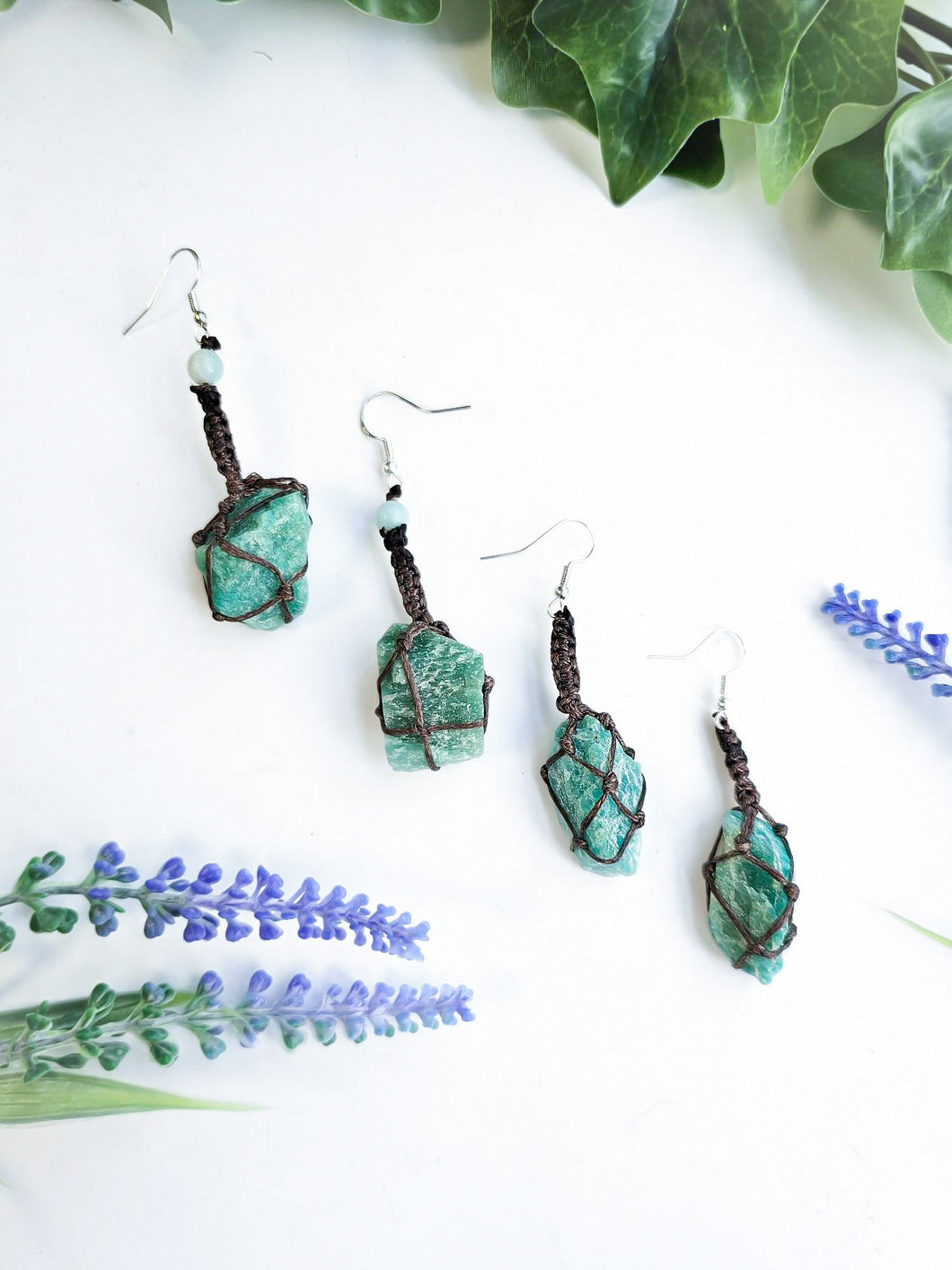 Macrame Amazonite Earrings