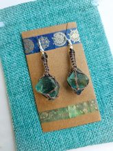 Load image into Gallery viewer, Macrame Fluorite Octahedron Earrings
