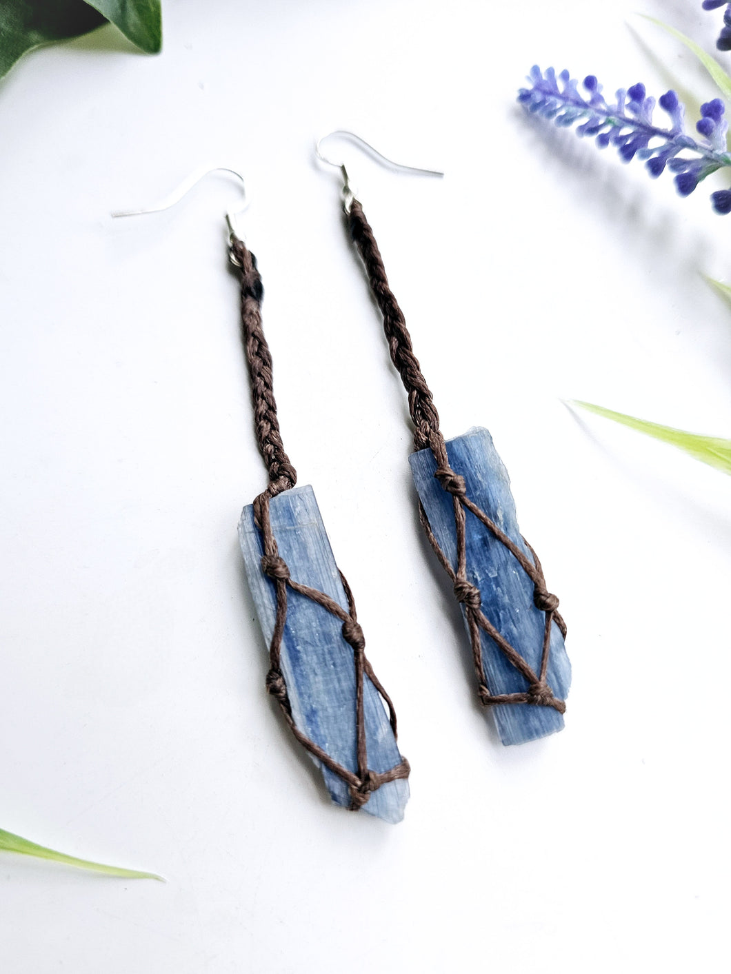 Blue Kyanite Macrame Earrings