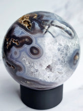 Load image into Gallery viewer, Druzy Purple Moss Agate Sphere
