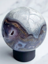 Load image into Gallery viewer, Druzy Purple Moss Agate Sphere
