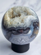 Load image into Gallery viewer, Druzy Purple Moss Agate Sphere
