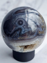 Load image into Gallery viewer, Druzy Purple Moss Agate Sphere
