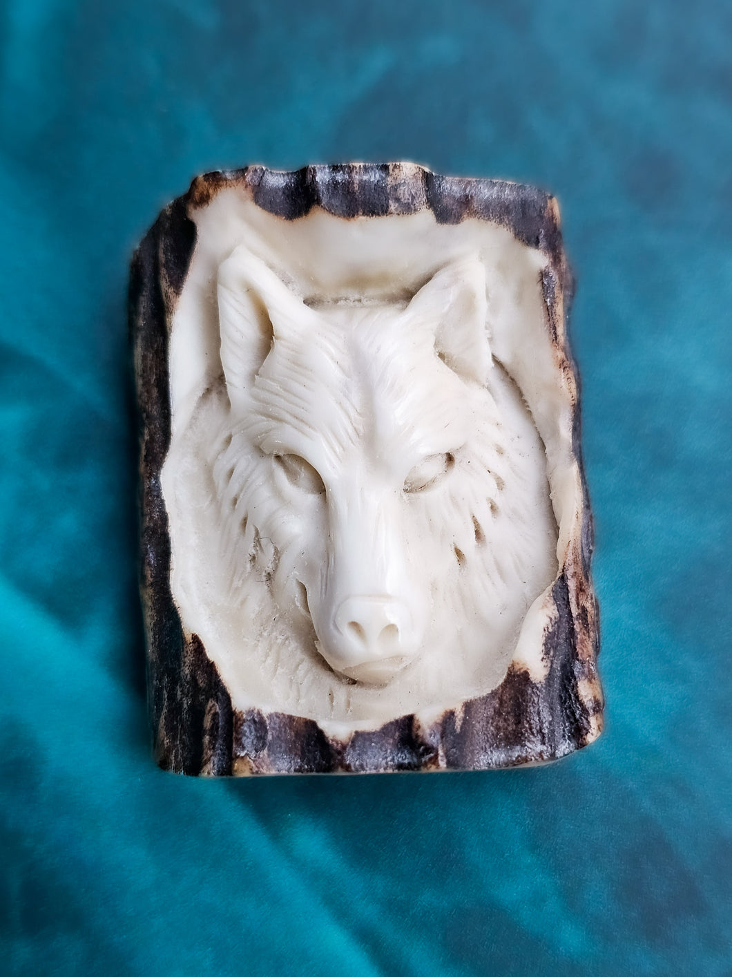 Hand-Carved Deer Antler Wolf