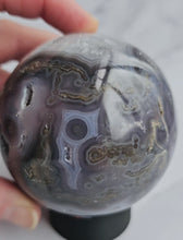 Load and play video in Gallery viewer, Druzy Purple Moss Agate Sphere
