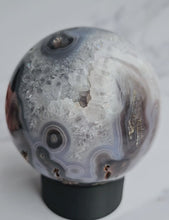 Load and play video in Gallery viewer, Druzy Purple Moss Agate Sphere
