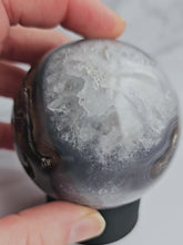 Load and play video in Gallery viewer, Druzy Purple Moss Agate Sphere
